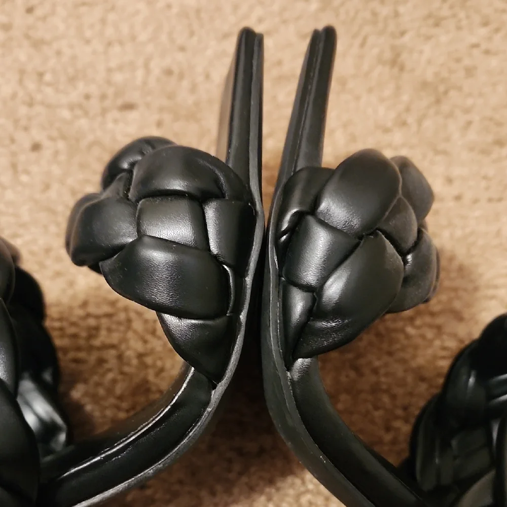Liliana Elegant Black Braided Heels